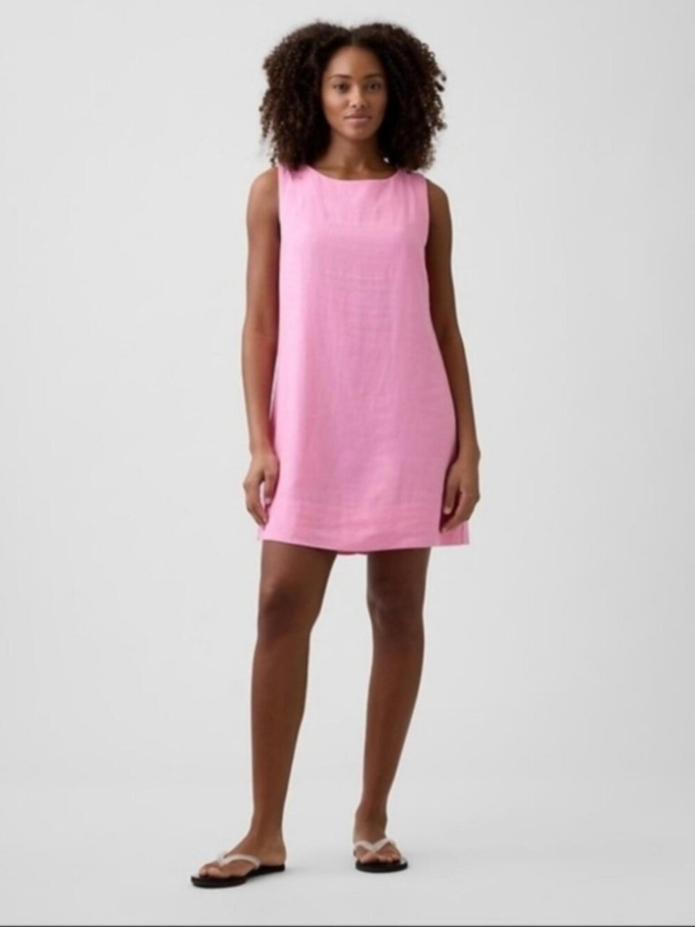 NWT Gap Linen-Blend Apron Mini Dress May Pink XL
